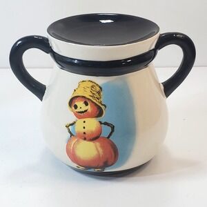 Victorian Trading Co Ceramic Tart Warmer Pumpkin Man Basket Hat Halloween Decor